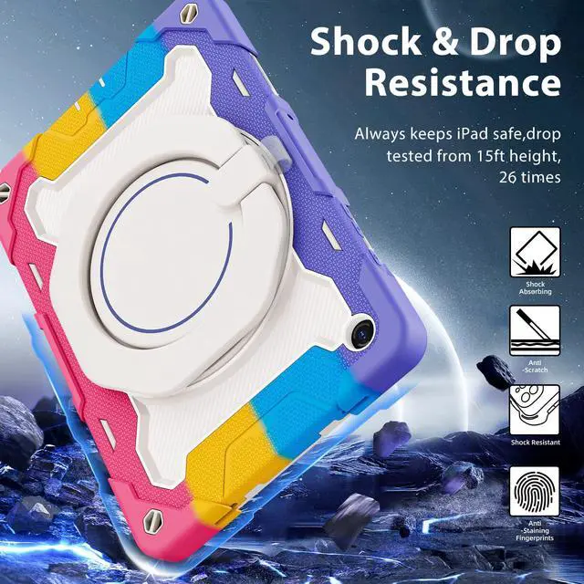 Alt view image 5 of 5 - ROISKIN Case for Galaxy Tab A9 Plus 5G/ A9+ 11 Inch with HD Screen Protector & Shoulder Strap,Heavy Duty Military Case for Samsung Galaxy A9 Plus SM-X210/X216/X218 - Rotating Stand for Kids