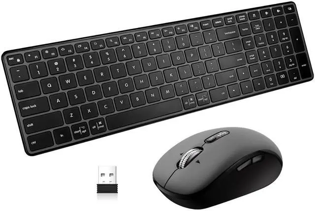 Main image of Wireless Bluetooth Keyboard and Mouse Combo (USB + Dual BT), Multi-Device Slim Keyboard and Mouse Set Compatible for Windows, Mac,PC Laptop iPad Tablet - QWERTY
