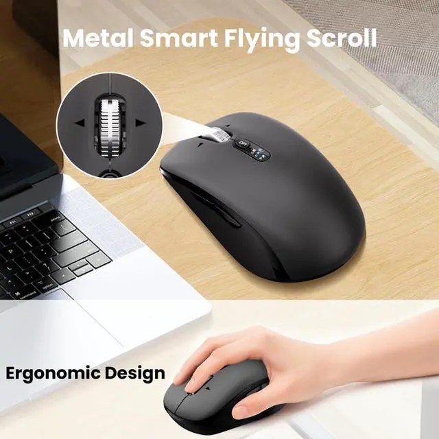 Alt view image 2 of 5 - Wireless Bluetooth Keyboard and Mouse Combo (USB + Dual BT), Multi-Device Slim Keyboard and Mouse Set Compatible for Windows, Mac,PC Laptop iPad Tablet - QWERTY