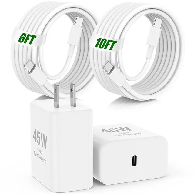 Main image of 45W USB C Fast Charger for iPad Pro 13(M4)/iPad Pro 12.9/11 in 2025-2018,iPad Air M3/M2/5th/4th,iPad 11th A16/10th/Mini 7/Mini 6th,iPad Charger Fast Charging Charger Block with 10/6FT C to C Cable