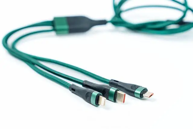 Alt view image 4 of 4 - M.A.D LAB 3 in 1 USB C Charging Cable, USB C to USB C, Lightning, Micro USB, 100W Fast Charging, 1.3M Nylon Braided, E-Marker Chip, 480Mbps Data (Type C Only), for iPhone, iPad, Laptops, Tablet