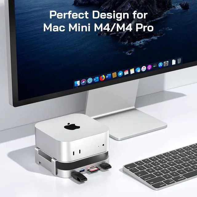Alt view image 3 of 5 - M-ac Mini M4 Dock with 4TB Sam-Sung T7 Portable SSD Enclosure(SSD NOT Included), 7-in-1 Aluminum Hub & Stand for Mac mini M4 and M4 Pro 2024, 10Gbps USB A 3.2, 15CM USB C Cable, SD/TF 4.0 Card Reader