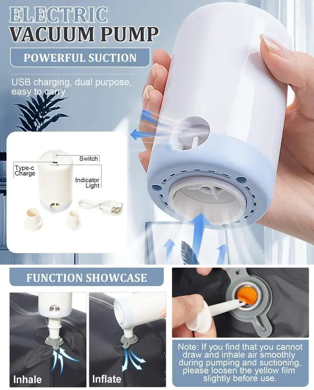 Alt view image 4 of 5 - Travel Backpack for Men Women, 40L Carry On Backpacks with Pump Vacuum Compression System, Built-in USB Charger Port, Laptop Compartment 15.6 Inch, Flight Approved Business Back Pack,Grey Blue