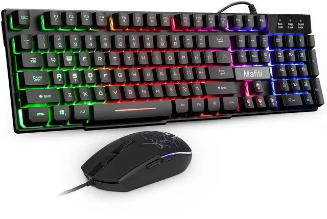 Main image of mafiti RK101 Computer Keyboard Mouse Combo Wired, RGB Backlit USB Keyboard for PC Mac Laptop Desktop, Gaming Office