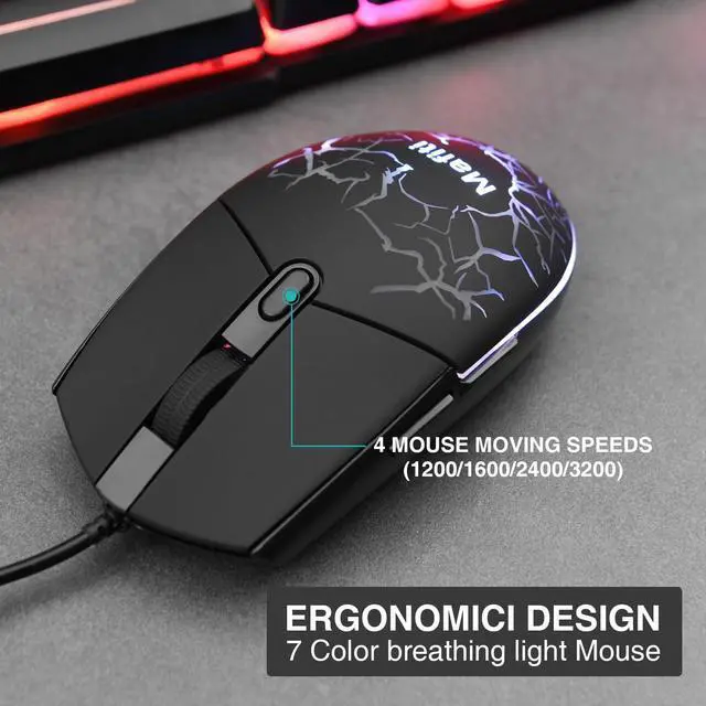 Alt view image 4 of 5 - mafiti RK101 Computer Keyboard Mouse Combo Wired, RGB Backlit USB Keyboard for PC Mac Laptop Desktop, Gaming Office