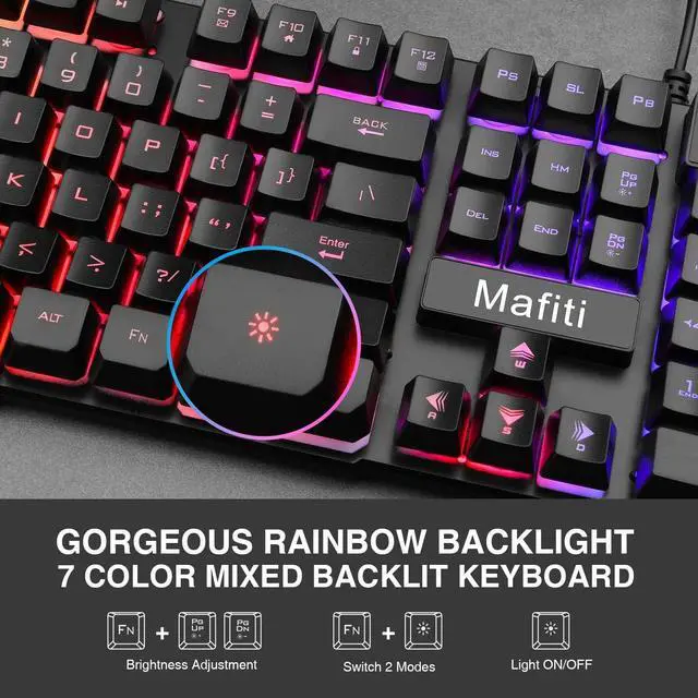 Alt view image 3 of 5 - mafiti RK101 Computer Keyboard Mouse Combo Wired, RGB Backlit USB Keyboard for PC Mac Laptop Desktop, Gaming Office
