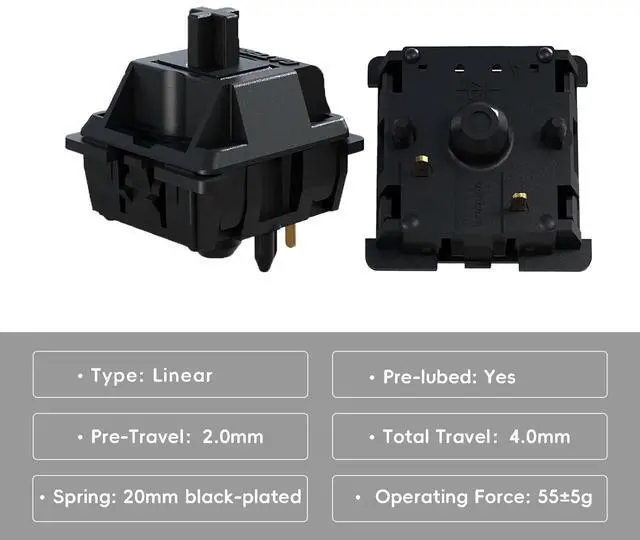 Alt view image 2 of 5 - Gateron Oil King V2 Pre Lubed 5pin Linear Switches for Mechanical Keyboard (72 PCS, Oil King)