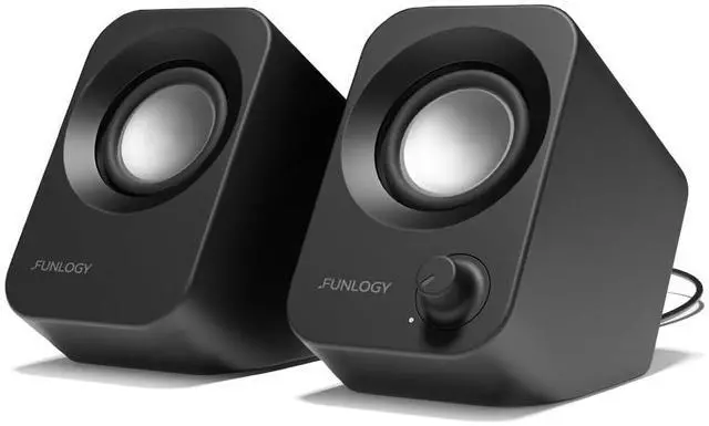 Main image of FUNLOGY Speaker - 14W Stereo PC Speakers, USB Powered, Compact Size with 30° Tilt Design, Volume Dial Control, for Desktop, Laptop, Monitor, Gaming Consoles, Black