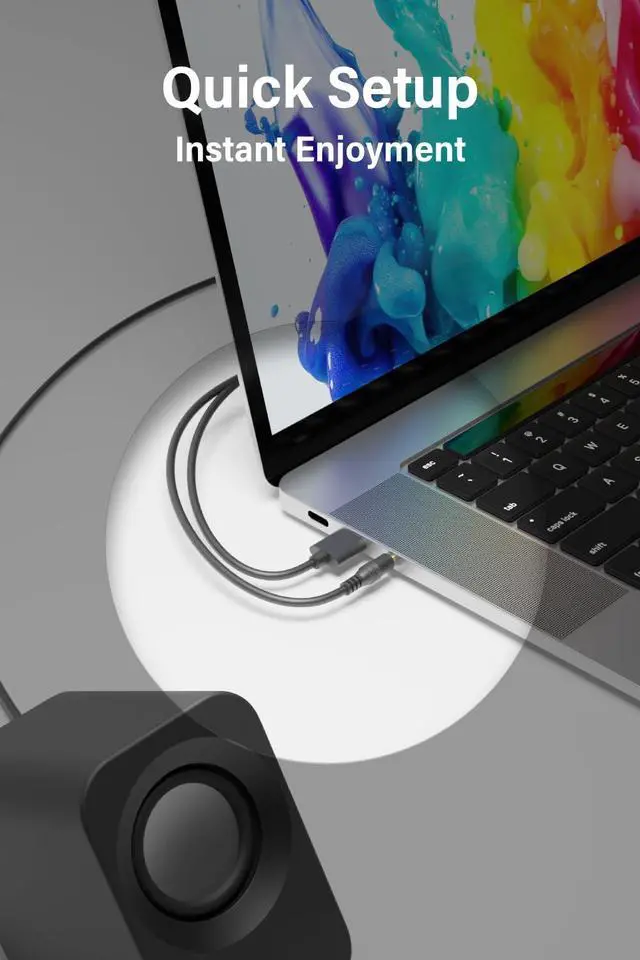 Alt view image 5 of 5 - FUNLOGY Speaker - 14W Stereo PC Speakers, USB Powered, Compact Size with 30° Tilt Design, Volume Dial Control, for Desktop, Laptop, Monitor, Gaming Consoles, Black