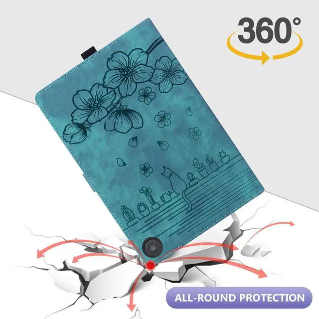 Alt view image 4 of 5 - Dteck Case for All-New  Kindle Fire HD 10 & 10 Plus Tablet (13th/11th Generation, 2023/2021 Release) 10.1", Premium PU Leather Embossed Flower Folio Stand Case Cover with Pencil Holder, Green