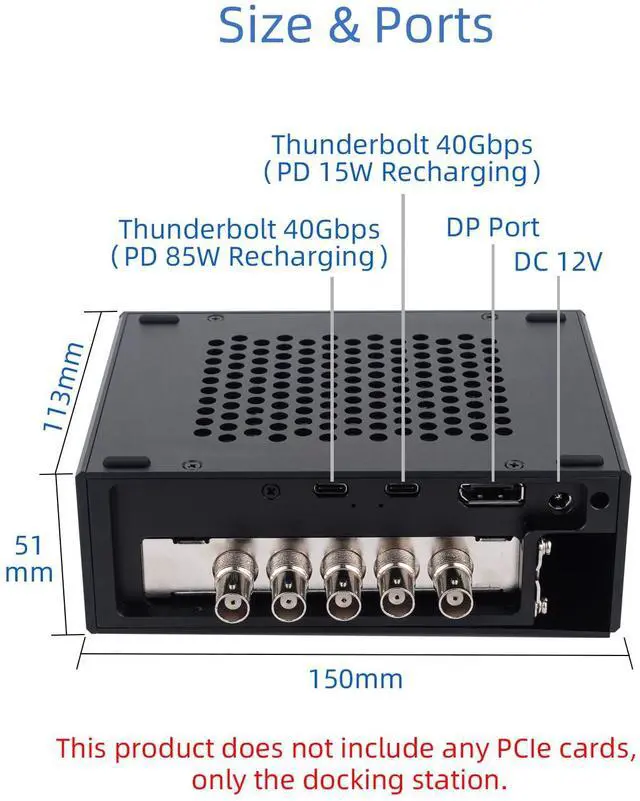 Alt view image 2 of 5 - Maskedfish PCIe 3.0x4 to Thunderbolt 3/4 Mini Dock Support USB4, 85W PD Reverse Charging, DP 1.4 Port Output, Decklink Duo 2 Housing Enclosure for Laptops/Desktops (MK-F1)
