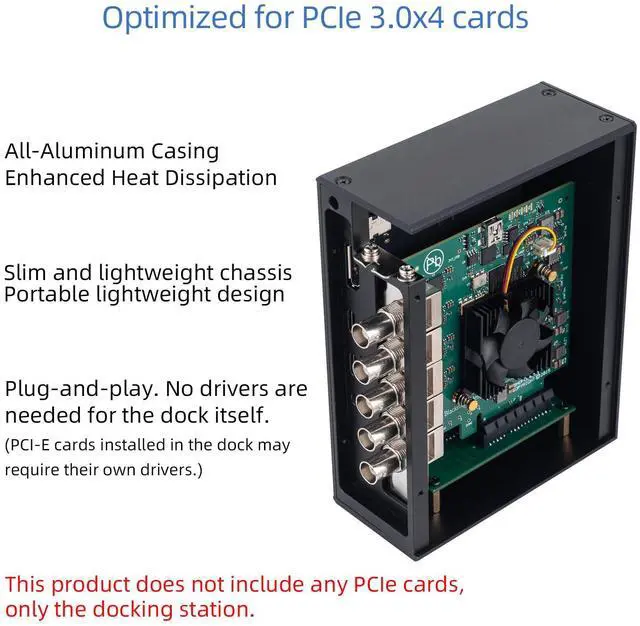 Alt view image 5 of 5 - Maskedfish PCIe 3.0x4 to Thunderbolt 3/4 Mini Dock Support USB4, 85W PD Reverse Charging, DP 1.4 Port Output, Decklink Duo 2 Housing Enclosure for Laptops/Desktops (MK-F1)