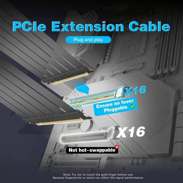 Alt view image 4 of 5 - Duttek Right Angle PCIe 3.0 X16 Riser Cable 12 inch/300mm Compatible with NVIDIA-RTX 2000/GTX1600 Series, AMD RX6000/5000/500/400/Vega Series, PCIe 3.0 x16 High Speed Flexible Extender Card Black