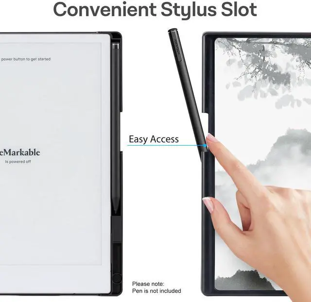 Alt view image 3 of 5 - CoBak Case for Remarkable 2 Paper Tablet - Lightweight and Hard Back Shell Protective Book Folio Cover with Built-in Pen Holder - for 10.3" 2020 Released (Ink Painting)