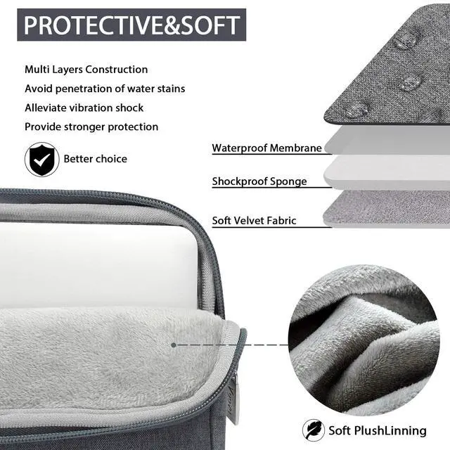 Alt view image 3 of 5 - Voova Laptop Case 17 17.3 inch with Shoulder Strap, Waterproof Computer Sleeve Cover Compatible with 17-18 MacBook HP Acer Asus Dell Lenovo, Slim Briefcase for Men Women, Grey