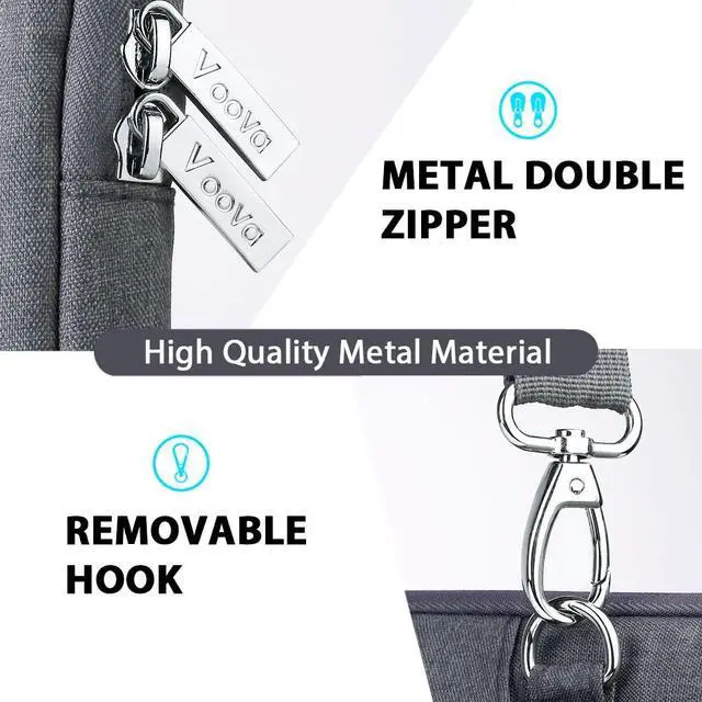 Alt view image 5 of 5 - Voova Laptop Case 17 17.3 inch with Shoulder Strap, Waterproof Computer Sleeve Cover Compatible with 17-18 MacBook HP Acer Asus Dell Lenovo, Slim Briefcase for Men Women, Grey