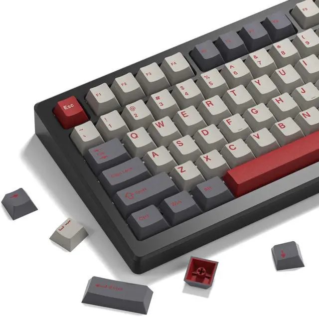 Main image of Womier Double Shot PBT Keycaps Set 138 Keys, Cherry Profile Custom Keycaps 60 65 75 100 Percent for 61/64/68/84/87/100/104/108 Retro Gaming Mechanical Keyboard, Purple Gray