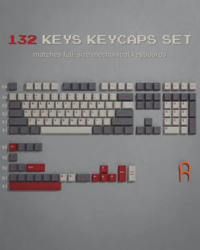 Alt view image 2 of 5 - Womier Double Shot PBT Keycaps Set 138 Keys, Cherry Profile Custom Keycaps 60 65 75 100 Percent for 61/64/68/84/87/100/104/108 Retro Gaming Mechanical Keyboard, Purple Gray
