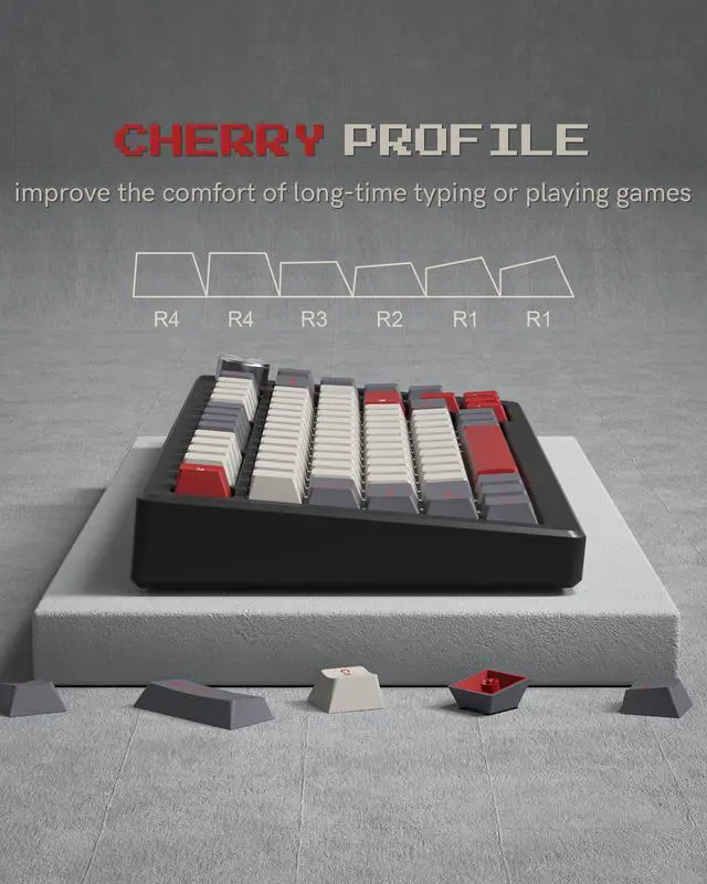 Alt view image 5 of 5 - Womier Double Shot PBT Keycaps Set 138 Keys, Cherry Profile Custom Keycaps 60 65 75 100 Percent for 61/64/68/84/87/100/104/108 Retro Gaming Mechanical Keyboard, Purple Gray