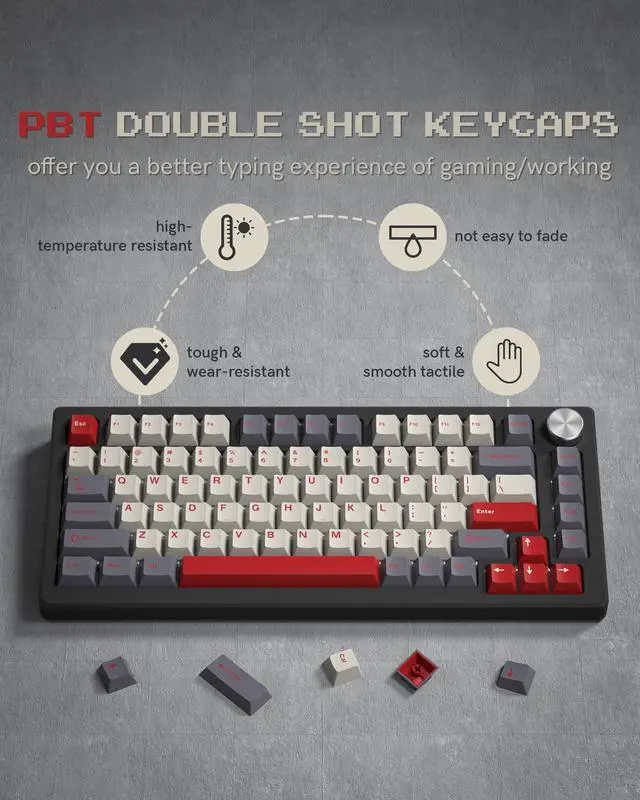 Alt view image 4 of 5 - Womier Double Shot PBT Keycaps Set 138 Keys, Cherry Profile Custom Keycaps 60 65 75 100 Percent for 61/64/68/84/87/100/104/108 Retro Gaming Mechanical Keyboard, Purple Gray