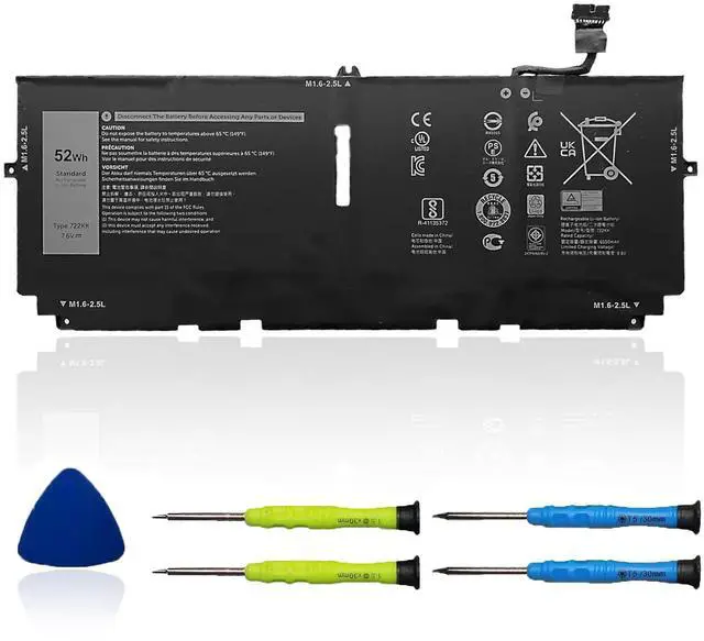 Main image of OUWEE 722KK Laptop Battery Compatible with Dell XPS 13 9300 (2020) XPS 13 9310 (2020) XPS 13 9380 (2020) Series P117G P117G002 P117G001 0WN0N0 WN0N0 02XXFW 2XXFW FP86V 52Wh 6800mAh 7.6V
