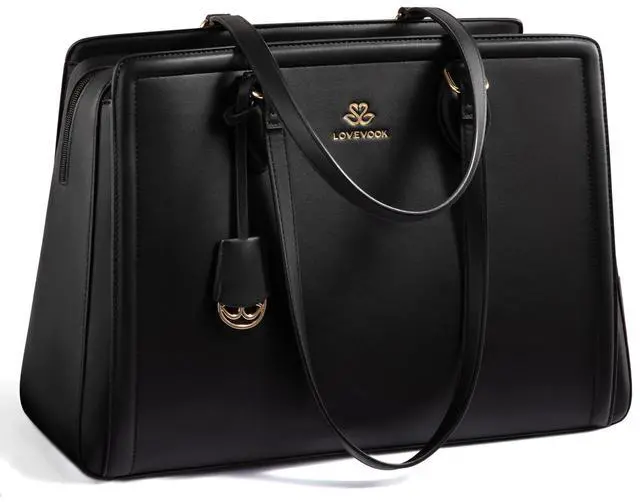 Alt view image 2 of 4 - LOVEVOOK Laptop Tote Bag for Women,15.6 Inch Waterproof PU Leather Work Bag, Professional Computer Bags Business Office Work Briefcase Handbag Purse Shoulder, Office Gifts for Women, Black