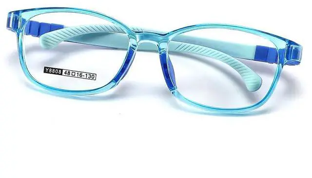 Alt view image 2 of 4 - QYAJS Glasses Frame Children Blue Optical Eyelasses TR90 Flexible Bendable One-piece Safe Eyeglasses Girls Boy