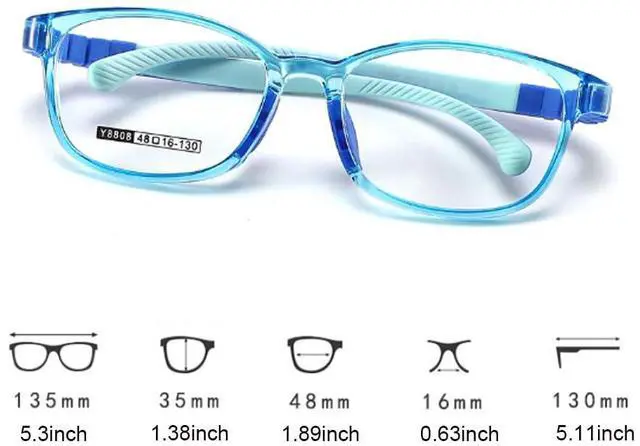 Alt view image 3 of 4 - QYAJS Glasses Frame Children Blue Optical Eyelasses TR90 Flexible Bendable One-piece Safe Eyeglasses Girls Boy