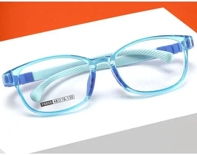 Alt view image 4 of 4 - QYAJS Glasses Frame Children Blue Optical Eyelasses TR90 Flexible Bendable One-piece Safe Eyeglasses Girls Boy