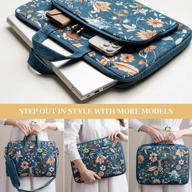 Alt view image 5 of 5 - Maison d'Hermine Laptop sleeve with front pocket upto 13.5 inch Stain and water repellent Cotton canvas - Luxury Loft - Dark Teal