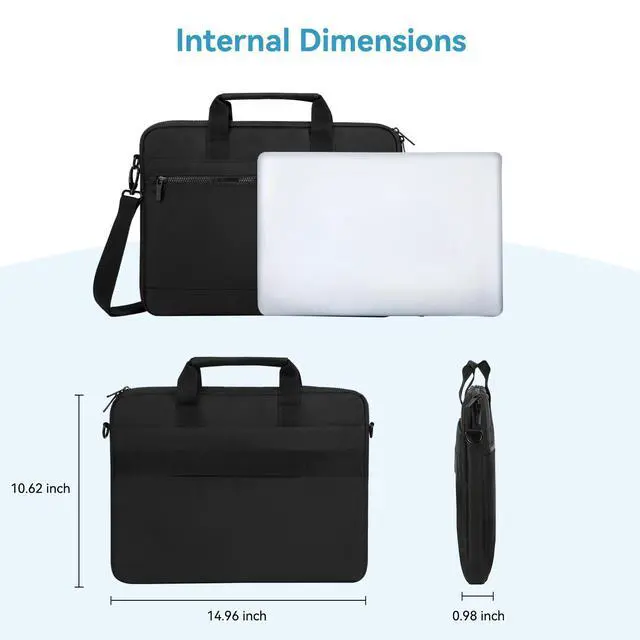 Alt view image 5 of 5 - LANDICI 360° Protective Laptop Bag Case 14-15 Inch with Shoulder Strap & Handle, Waterproof Computer Sleeve Cover for MacBook Air/Pro 15, Chromebook 14, Slim Briefcase for Men Women, Black