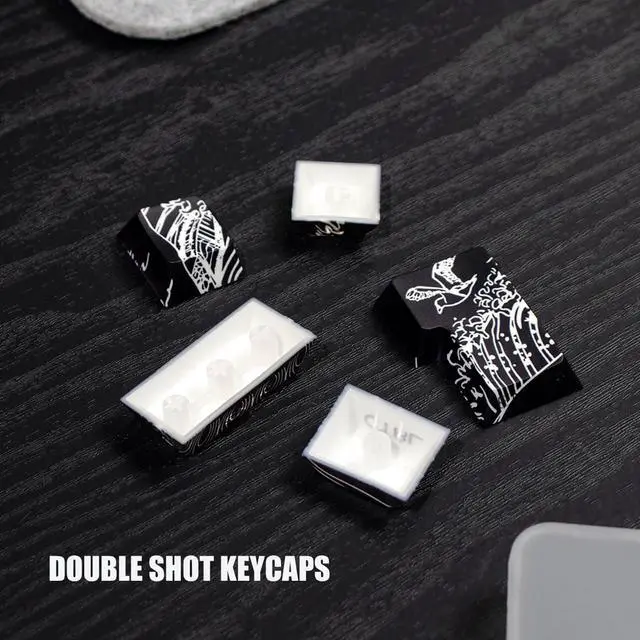 Alt view image 4 of 5 - Sumgsn Shine Through Keycaps-PBT Black Side Printed Keycap, 128 Keys Cherry Profile Double Shot Keycap, Wave of Kanagawa Custom Keycap Set for Mechanical Keyboard 60% 75% 100% (Black)