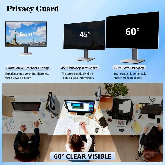 Alt view image 3 of 5 - 34 Inch Curved Privacy Screen for Computer Monitor 21:9 Aspect Ratio, Anti Glare Blue Light Blocking Shield, Removable Eye Protector Filter - W x H: 31 1/4" x 13 3/8" (794mm x 340mm)