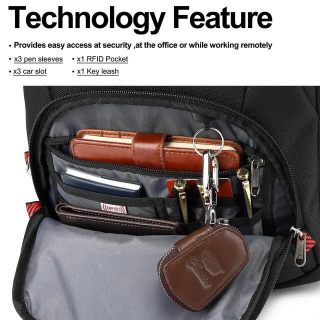 Alt view image 3 of 5 - Boavan Laptop Backpack for men, 15.6 inch Laptop Bag with USB Port, Waterproof Travel Work Backpack Purse, Anti-Theft Teacher Nurse Doctor Casual Bookbags Office Business backpackBlack