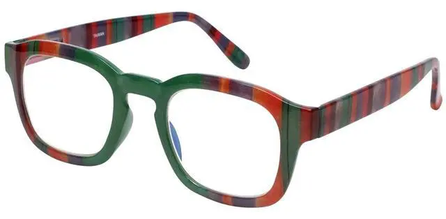 Alt view image 4 of 5 - Calabria 8152 Blue Light Reading Glasses +2.50 Green Purple Red Stripes Computer Readers Reduce Eye Strain Gaming Eyeglasses