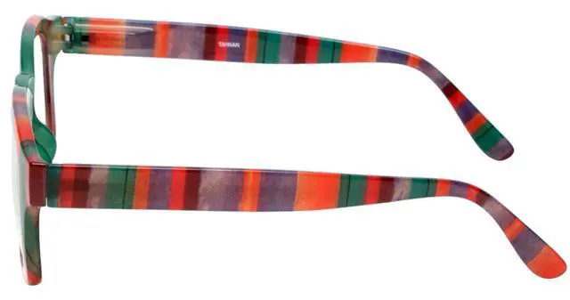 Alt view image 3 of 5 - Calabria 8152 Blue Light Reading Glasses +2.50 Green Purple Red Stripes Computer Readers Reduce Eye Strain Gaming Eyeglasses