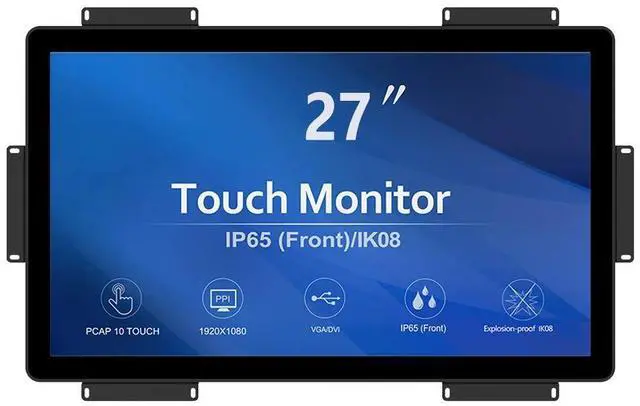 Main image of GreenTouch 27 inch 10 Points PCAP Open Frame Touch Screen LCD Display Monitors HDMI+VGA+DVI 1920x1080 Black