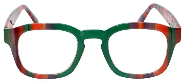 Alt view image 2 of 5 - Calabria 8152 Blue Light Reading Glasses +2.50 Green Purple Red Stripes Computer Readers Reduce Eye Strain Gaming Eyeglasses