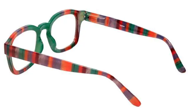 Alt view image 5 of 5 - Calabria 8152 Blue Light Reading Glasses +2.50 Green Purple Red Stripes Computer Readers Reduce Eye Strain Gaming Eyeglasses