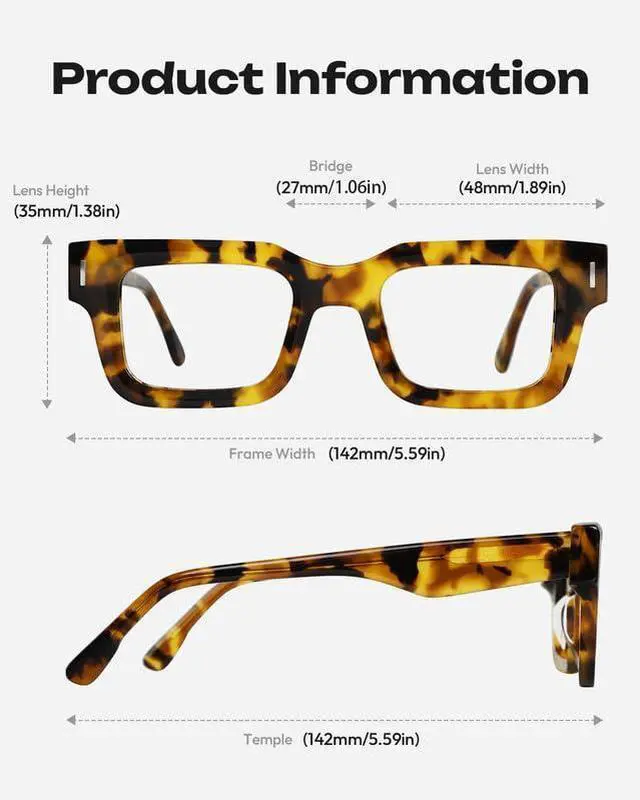 Alt view image 2 of 5 - Blue Light Glasses - 98%+UV400 Filter,Acetate Preppy Rectangle Frame for Work/Gaming