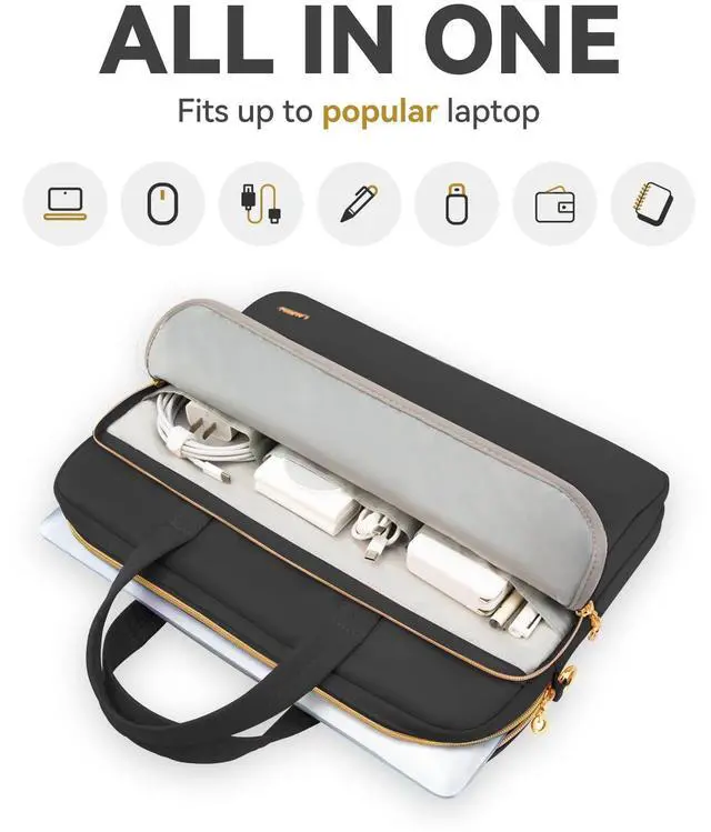 Alt view image 3 of 5 - Lausiax Laptop Bag Case 17 17.3 inch for Women Men Computer Briefcase Compatible with Dell XPS Inspiron, HP Pavilion Omen, LG Gram, Lenovo, ASUS, Acer, Messenger Shoulder Bag with Strap Handle, Black