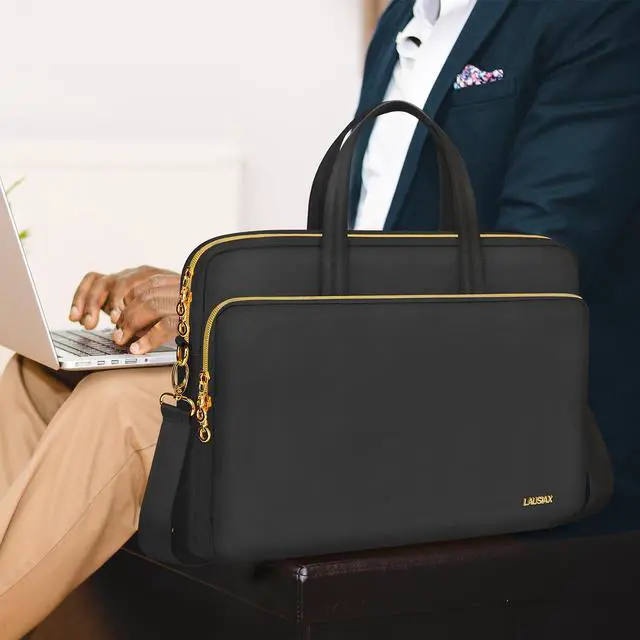 Alt view image 5 of 5 - Lausiax Laptop Bag Case 17 17.3 inch for Women Men Computer Briefcase Compatible with Dell XPS Inspiron, HP Pavilion Omen, LG Gram, Lenovo, ASUS, Acer, Messenger Shoulder Bag with Strap Handle, Black