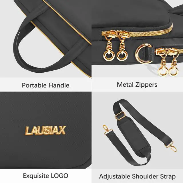 Alt view image 2 of 5 - Lausiax Laptop Bag Case 17 17.3 inch for Women Men Computer Briefcase Compatible with Dell XPS Inspiron, HP Pavilion Omen, LG Gram, Lenovo, ASUS, Acer, Messenger Shoulder Bag with Strap Handle, Black