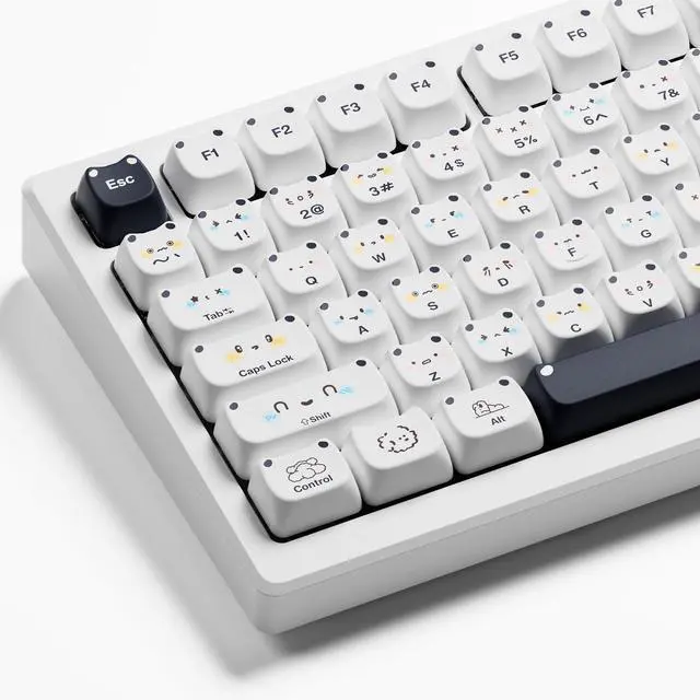 Main image of GMKWTL XVX Cute PBT Keycaps, Mao Profile White Puppies Keyboard Keycaps, 154 Keys Keycap Sets with Transparent Key caps Compatible with 65% 75% 96% 100% Cherry Gateron MX Switches Mechanical
