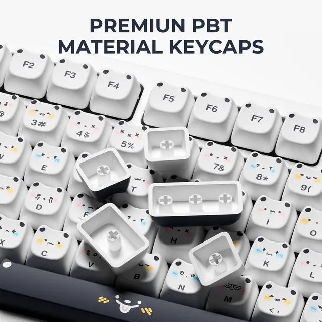 Alt view image 4 of 5 - GMKWTL XVX Cute PBT Keycaps, Mao Profile White Puppies Keyboard Keycaps, 154 Keys Keycap Sets with Transparent Key caps Compatible with 65% 75% 96% 100% Cherry Gateron MX Switches Mechanical