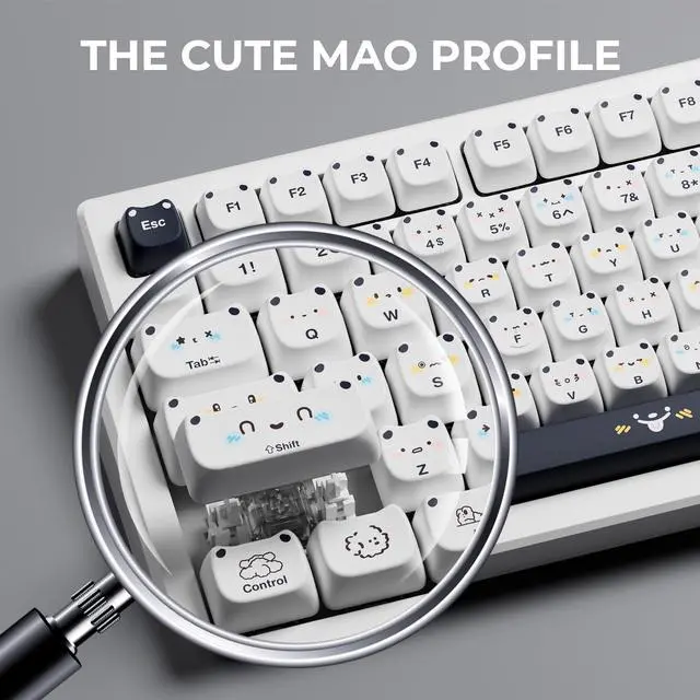 Alt view image 5 of 5 - GMKWTL XVX Cute PBT Keycaps, Mao Profile White Puppies Keyboard Keycaps, 154 Keys Keycap Sets with Transparent Key caps Compatible with 65% 75% 96% 100% Cherry Gateron MX Switches Mechanical