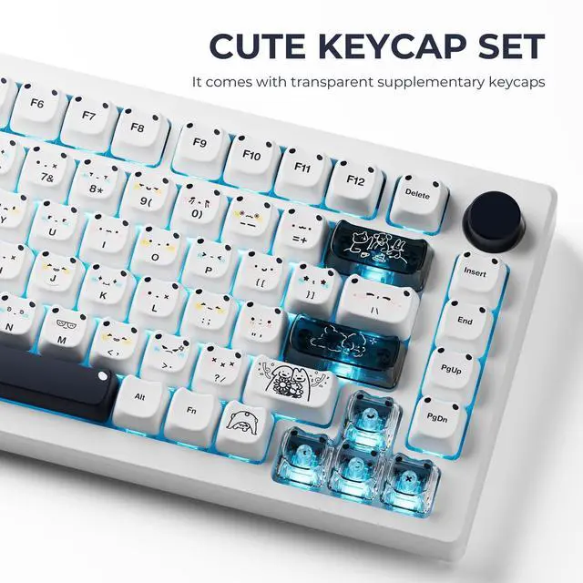 Alt view image 2 of 5 - GMKWTL XVX Cute PBT Keycaps, Mao Profile White Puppies Keyboard Keycaps, 154 Keys Keycap Sets with Transparent Key caps Compatible with 65% 75% 96% 100% Cherry Gateron MX Switches Mechanical