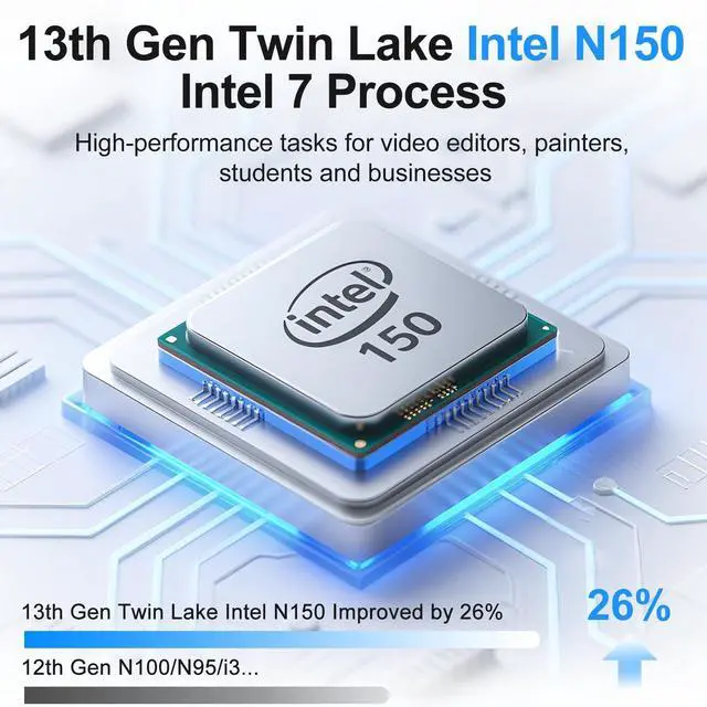 Alt view image 4 of 5 - NIAKUN 16 Inch Laptop Computer, Gaming Laptop 2025, 16GB RAM 1TB SSD, N150 Processor(Up to 3.6GHz), FHD 1920 * 1200, 180° Open, Backlit, BT4 WIFI5, Win11 Pro, 6000mAh/46.2Wh, Gold Pink