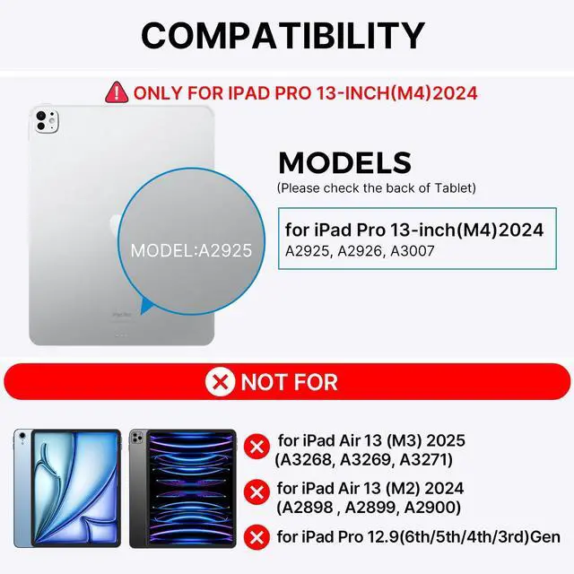 Alt view image 2 of 5 - typecase Keyboard Case for iPad Pro 13-inch (M4) 2024,Magic Keyboard with 11 Colors Backlight for iPad Pro 13,Keyboard Case with Pencil Holder,Multi-Touch Trackpad, Easy-Set Magnetic Stand,(White)