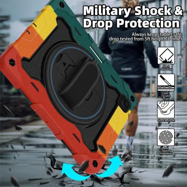 Alt view image 5 of 5 - ROSROME for Air 11 inch Case M3 2025 / M2 2024, Air 7th/6th Generation-with HD Screen Protector, 360 Rotating Kickstand/Hand Strap, Shoulder Strap, Pen Holder, Heavy Duty Military Grade- Kids Friendly